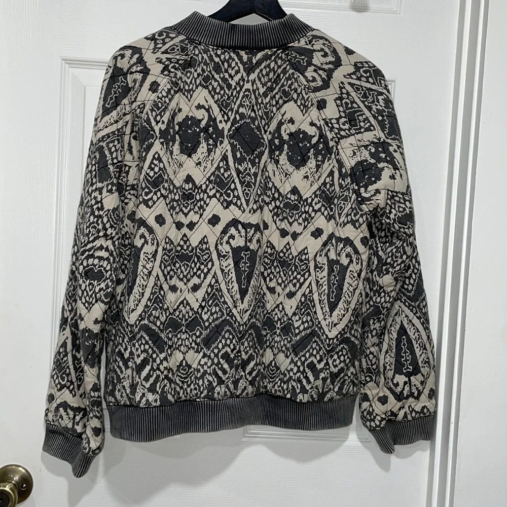 Free People Black and Cream Bomber Jacket - Picture 9 of 14